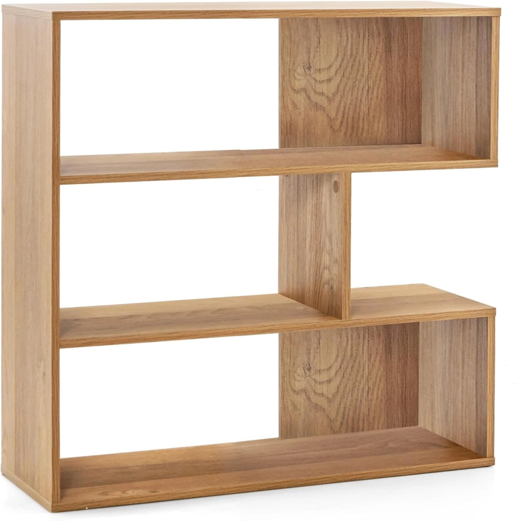 Libreria a 3 livelli concavo, libreria geometrica con 3 scomparti aperti e kit antiribaltamento, 84 x 29,5 x 83,5 cm, mobile per soggiorno, camera da letto