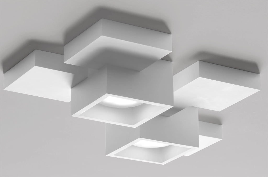 SIDE lampada da Soffitto 2 Luci Cubo LM attacco GX53 in gesso bianco 40cm