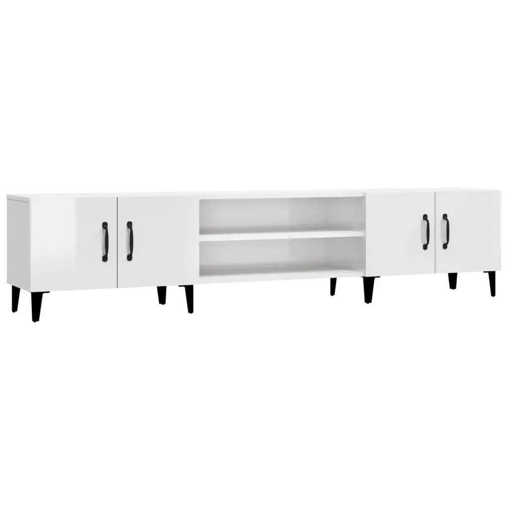 Mobile Porta TV Bianco Lucido 180x31,5x40 cm Legno Multistrato 816266