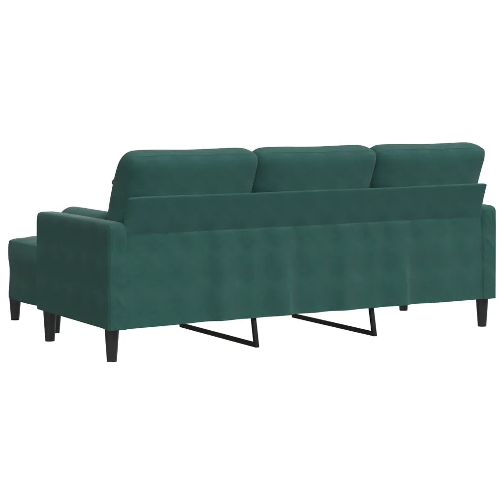 Divano a 3 Posti con Poggiapiedi Verde scuro 180 cm in Velluto