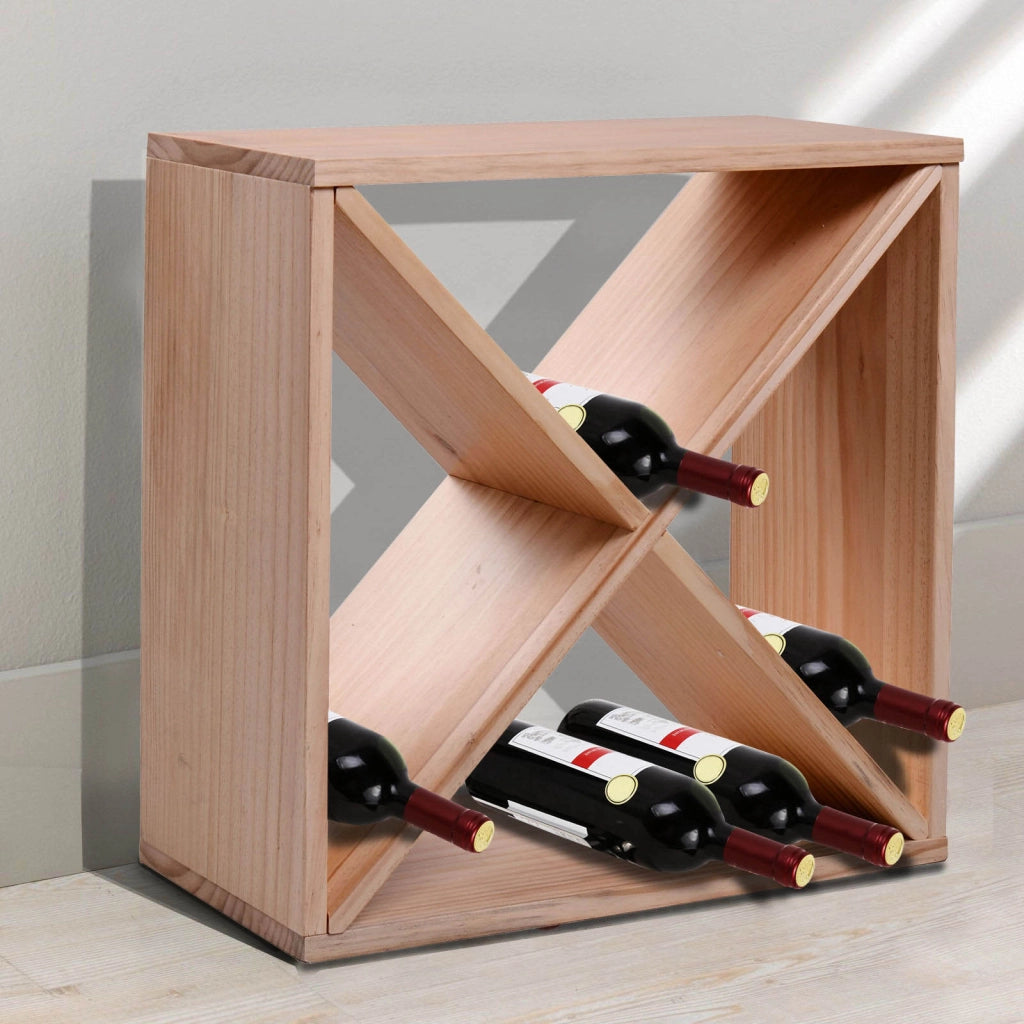 Mobiletto Portabottiglie per Vini e Liquori 24 Bottiglie ¨C Minimal ¨C Legno Naturale