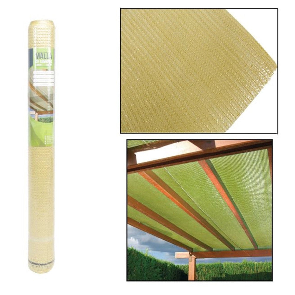 Trade Shop - Set 3pz Rotolo Rete Ombreggiante Beige Fitta 1.5x5mt Protezione Giardini Terrazze 017069 -