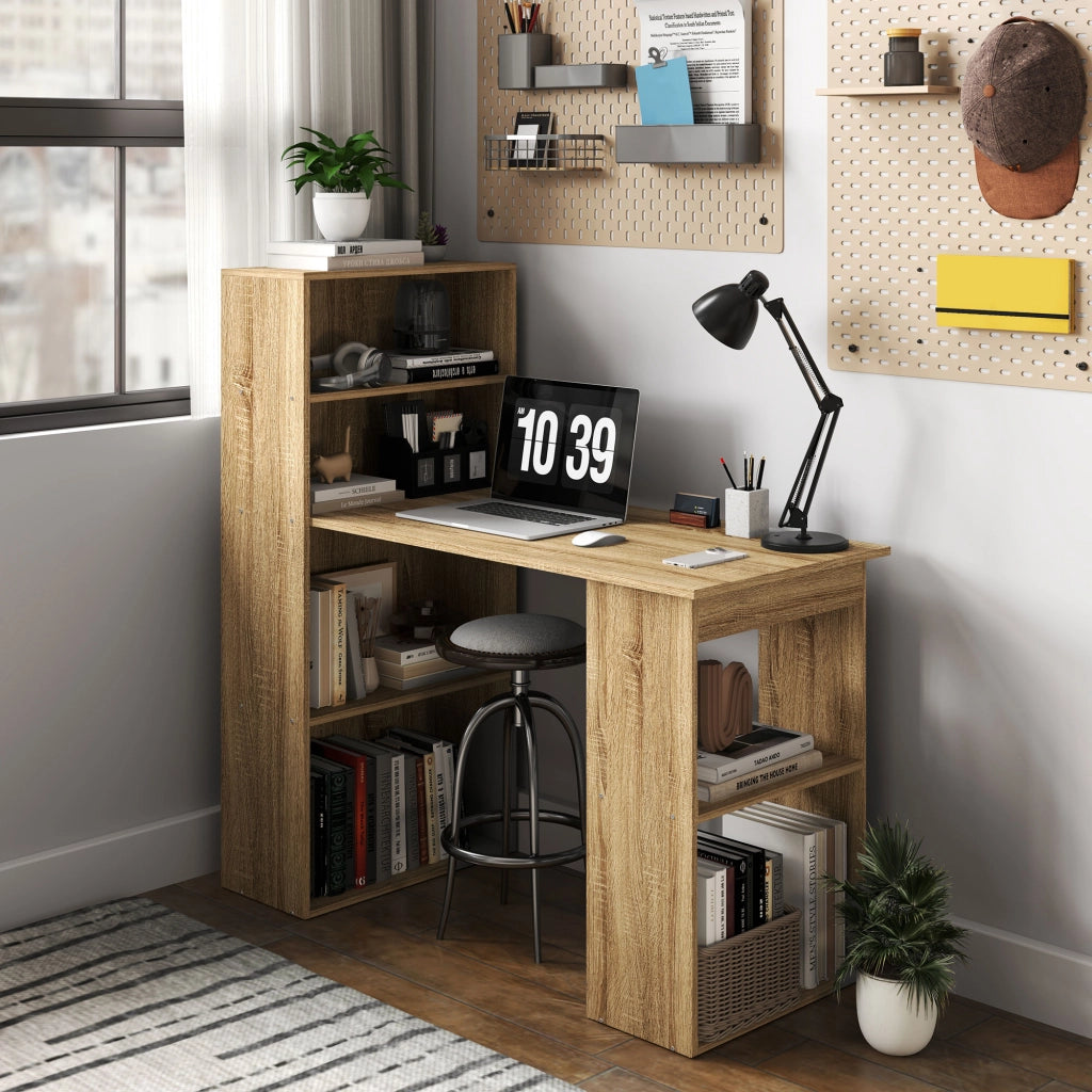 Scrivania angolare con libreria ¨C Zephmum ¨C Rovere 120x60x180