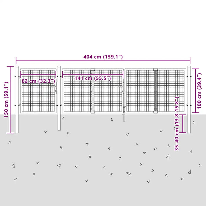Cancello da Giardino in Acciaio 400x100 cm Verde 144311