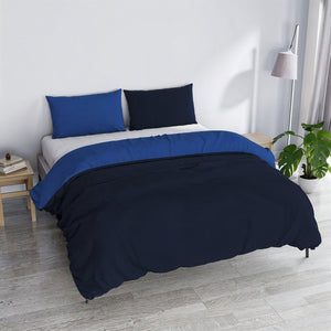 Copripiumino Matrimoniale con Sacco e Federe in Tinta Unita Double Face Linea Vera Blu e Royal
