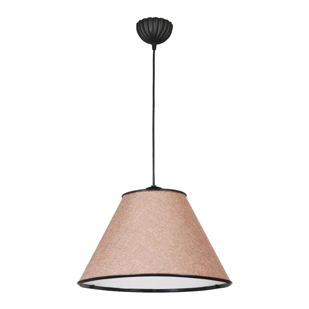 Lampada a Sospensione 'Clitheroe' con 1 Fonte Luce Lampadario Pendente con Paralume Conico Troncato - Rosa / Beige -