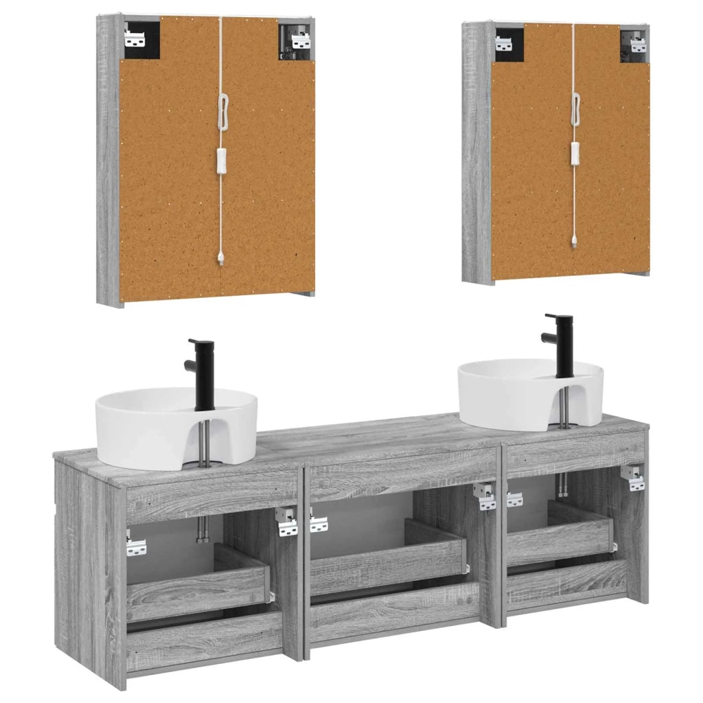 Set di Armadi da Bagno 5 pcs Sonoma grigio 53 x 15,5 x 70 cm 3406612
