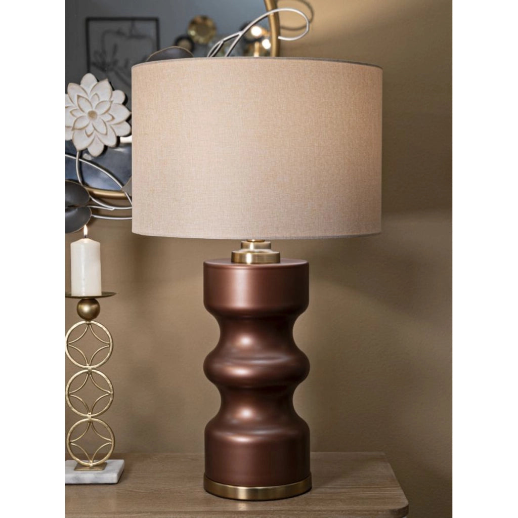Lampada da Tavolo VKH726, Marrone, Vetro, 69,5x40,5x40,5 cm