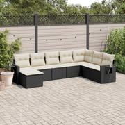 Set Divani da Giardino con Cuscini 8 pz Nero in Polyrattan 3220555