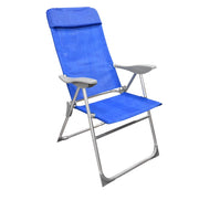 SEDIA RELAX ALTA 8 POSIZIONI IN ALLUMINIO H111X107X57CM CON BRACCIOLI E SEDUTA IN TESSUTO BLU