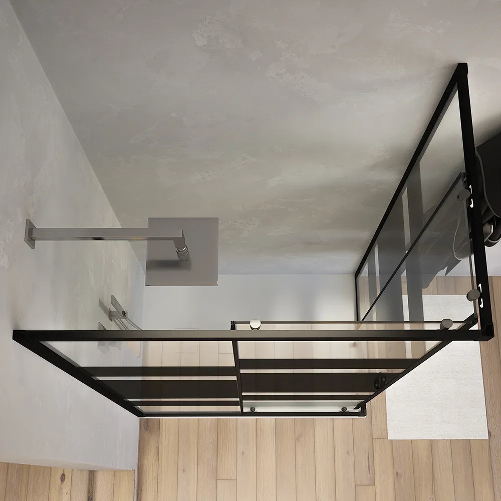 Box doccia angolare 80x120 cm serigrafato 4 mm profili neri | Willis