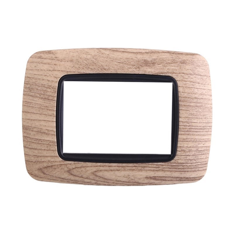 Placca Plastica Bombata Serie Space 3P Colore Legno Scuro Compatibile Con Bticino Living International