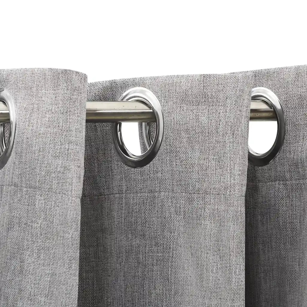 Tende Oscuranti | Tende Blackout Effetto Lino con Occhielli 2 pz 140x175cm Grigio