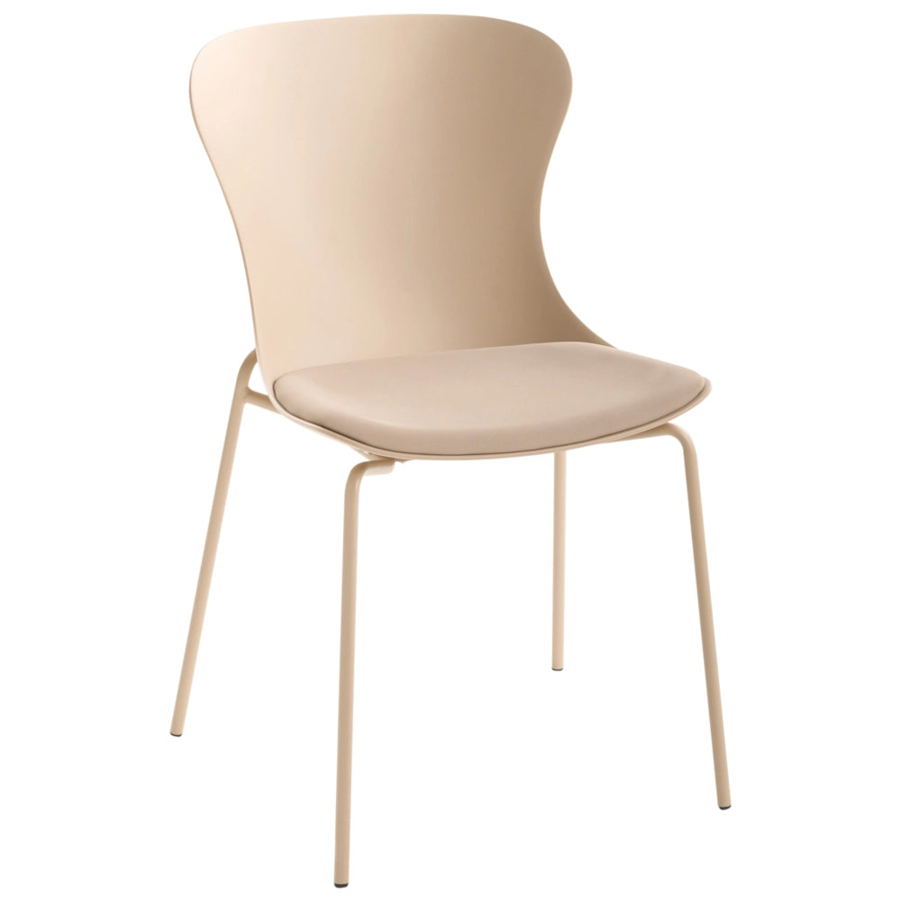 Set di 2 sedie da pranzo con seduta in materiale sintetico beige e struttura in metallo cuscino in stile minimalista scandinavo