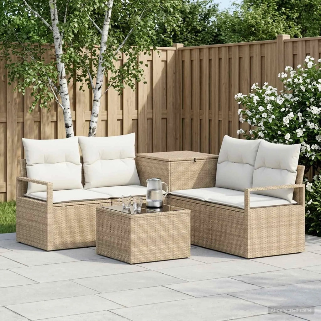 Set di divani 6 pz Beige e Bianco Crema 3447252