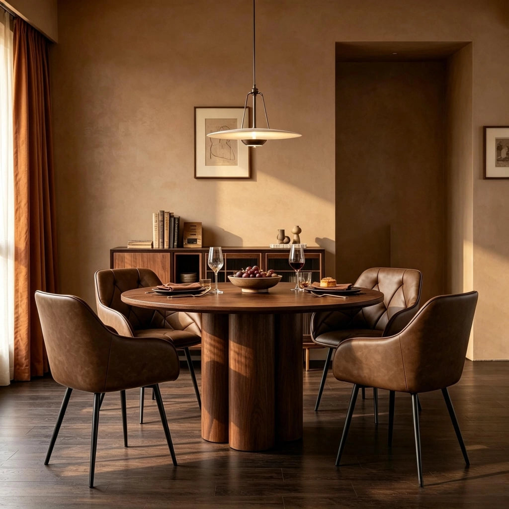 SEDIA da pranzo con braccioli 45,5x45x83,5 cm in ecopelle marrone scuro Set da 2 pezzi