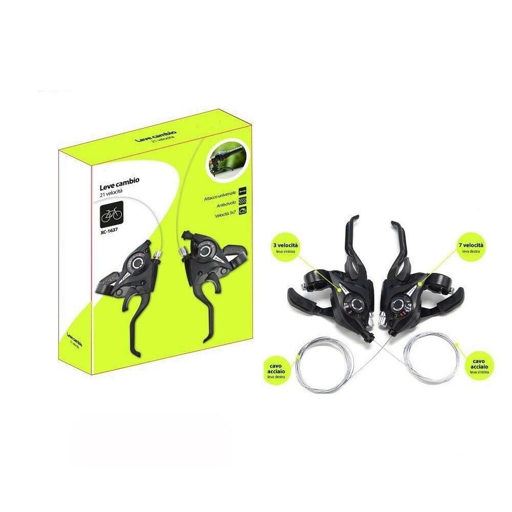 Trade Shop - Coppia Comandi Cambio Bici + Leve Freno Velocita 3x7 Bicicletta Manopole Xc-1637 -