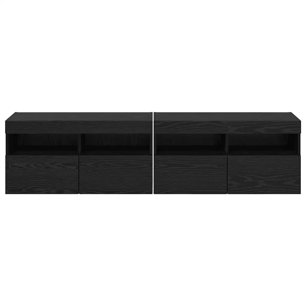 Mobiletti TV da Parete 2 pcs Rovere Nero 80 x 30 x 40 cm