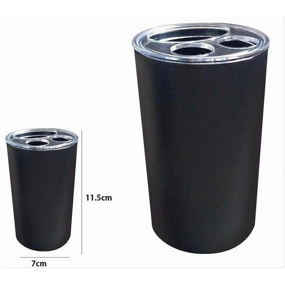 Trade Shop - Portaspazzolini Bicchiere Dentifricio Accessori Arredo Bagno Nero A 3 Fori 79194 -