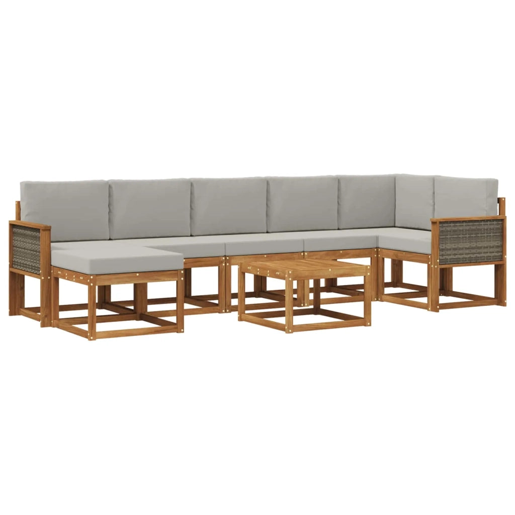 Set di divani da esterno 8 pz Naturale e Grigio Chiaro 3385407