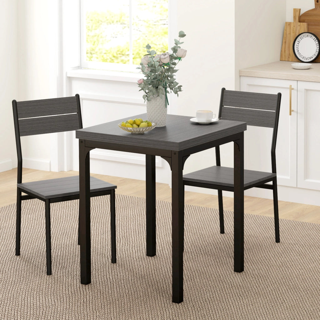 Set Tavolo da Pranzo con 2 Sedie ¨C Xylo ¨C MDF Metallo Grigio