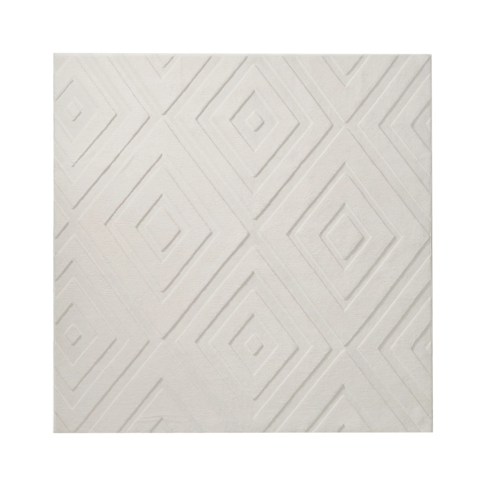 Tappeto in tessuto bianco sporco 160 x 160 cm jacquard forma rettangolare tappeto decorativo