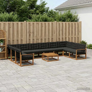 Set di divani da esterno con cuscino 11 pcs Naturale e Nero