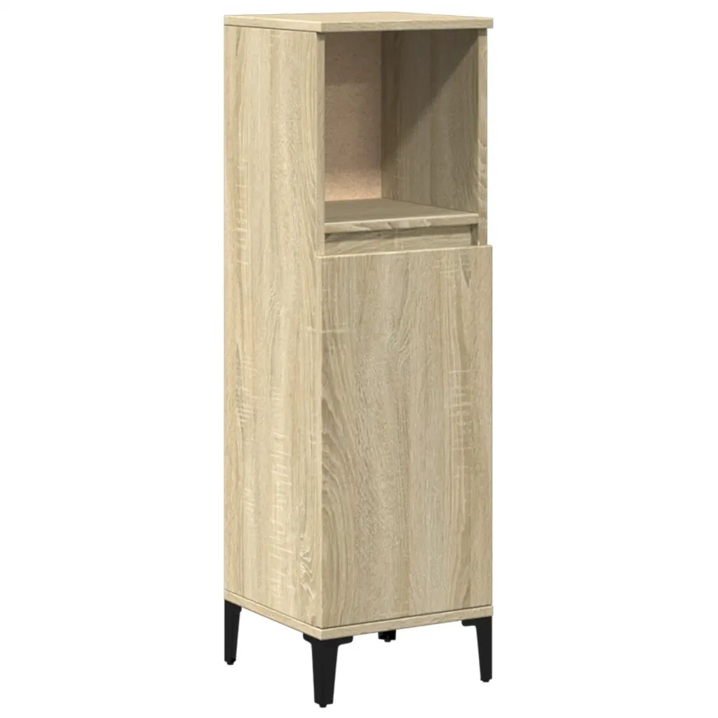 Armadietto da Bagno Rovere Sonoma 30x30x100cm Legno Multistrato 847389
