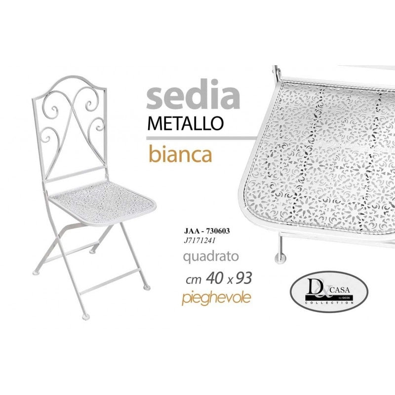 2x Sedia da giardino bianca pieghevole cm 40 x 93 h
