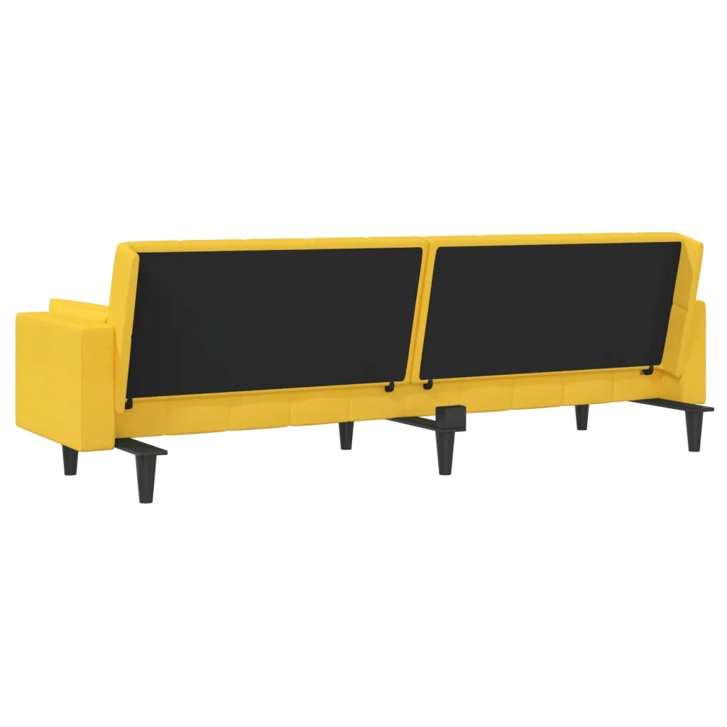 Divano letto | Sof¨¤ letto | Letto singolo a 2 Posti con 2 Cuscini Giallo in Tessuto