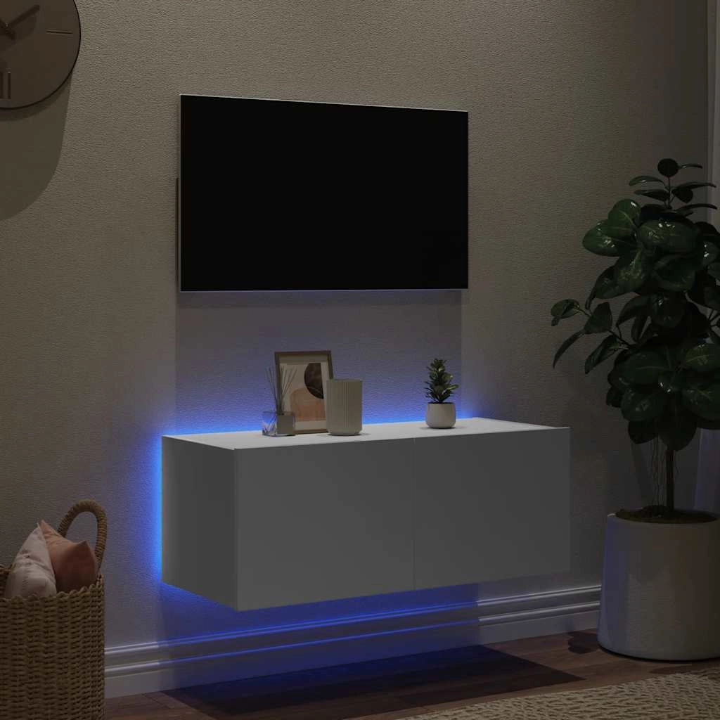 Mobile TV a Parete con Luci LED Bianco 80x35x31 cmcod mxl 110171