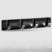 Capocassettino per parete, porta oscillante, capocassettino con ganci estensibili, grucce spaziafrese in alluminio, barra a ganci per ingresso, bagno, cappello, asciugamano - Nero argento-4 ganci