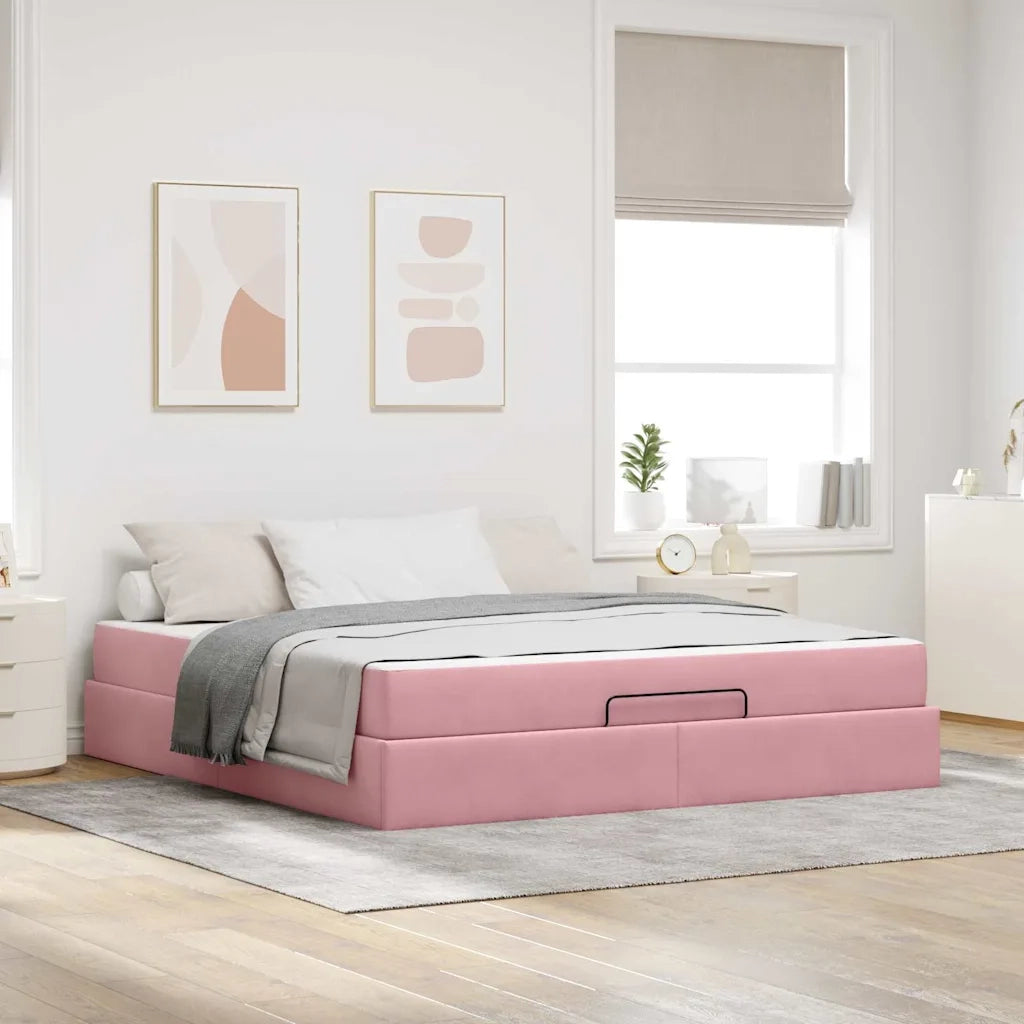 Struttura letto con materasso 2 pcs Rosa Velluto 3399581