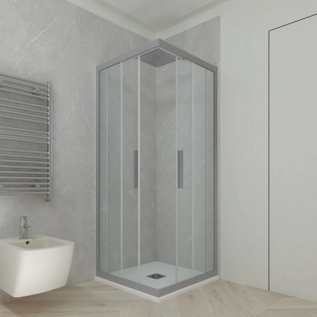 Box doccia angolare scorrevole 100x120 CM H 200 Vetro Trasparente Profilo Silver mod. Kolors