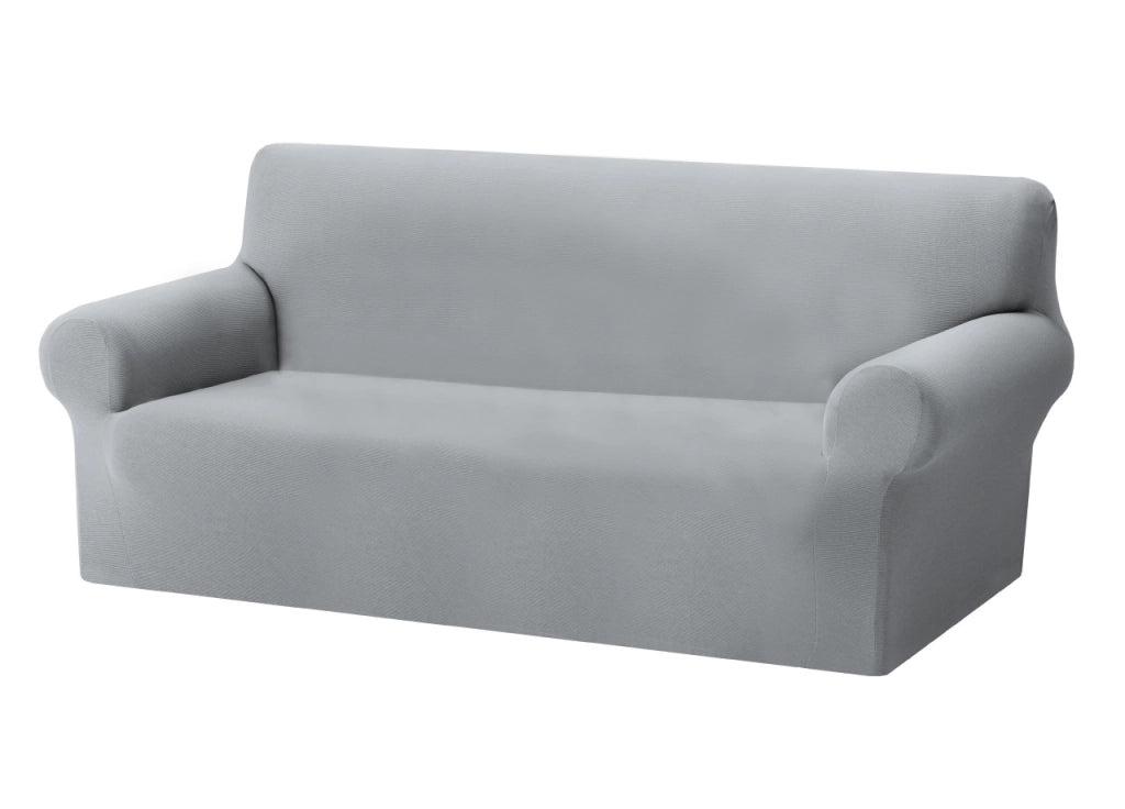 Copridivano Copriseduta Sofà Elasticizzato Tinta Unita Smile Tessuto Millerighe - 4 Posti - Grigio Sassi