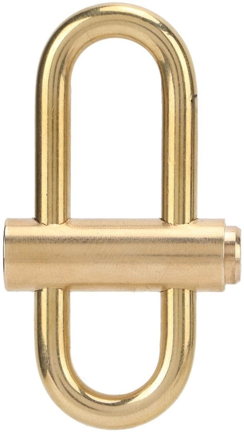 Blocco di sicurezza a scorrimento in ottone - Sostegno chiave - Attacco carabina - Clip - Cerniera di appoggio - Peso 36 g