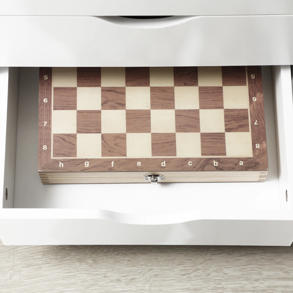 Cassettiera da Ufficio con 4 Ruote 3 Cassetti 4 Ripiani ¨C Minimal ¨C Bianco Legno