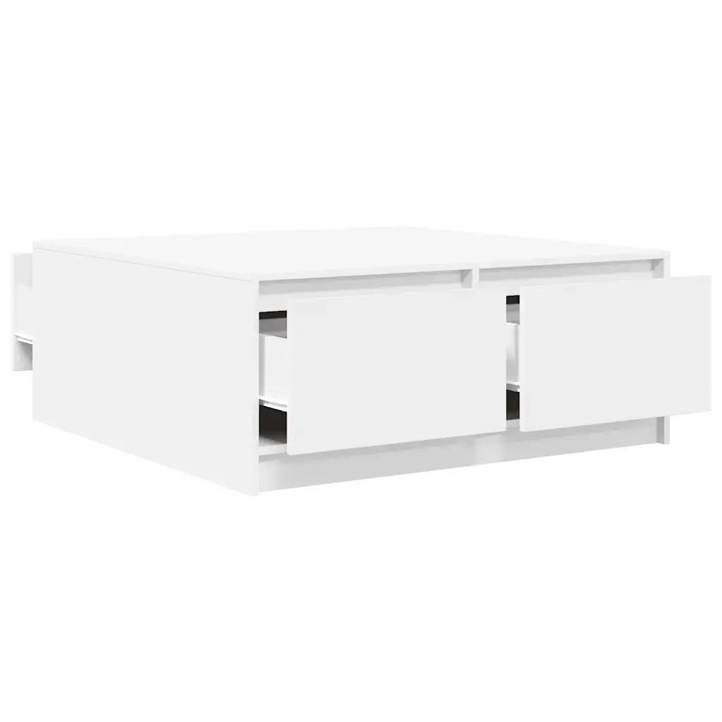 Tavolino da Salotto con Cassetti Bianco 100x100x40 cm 3328399
