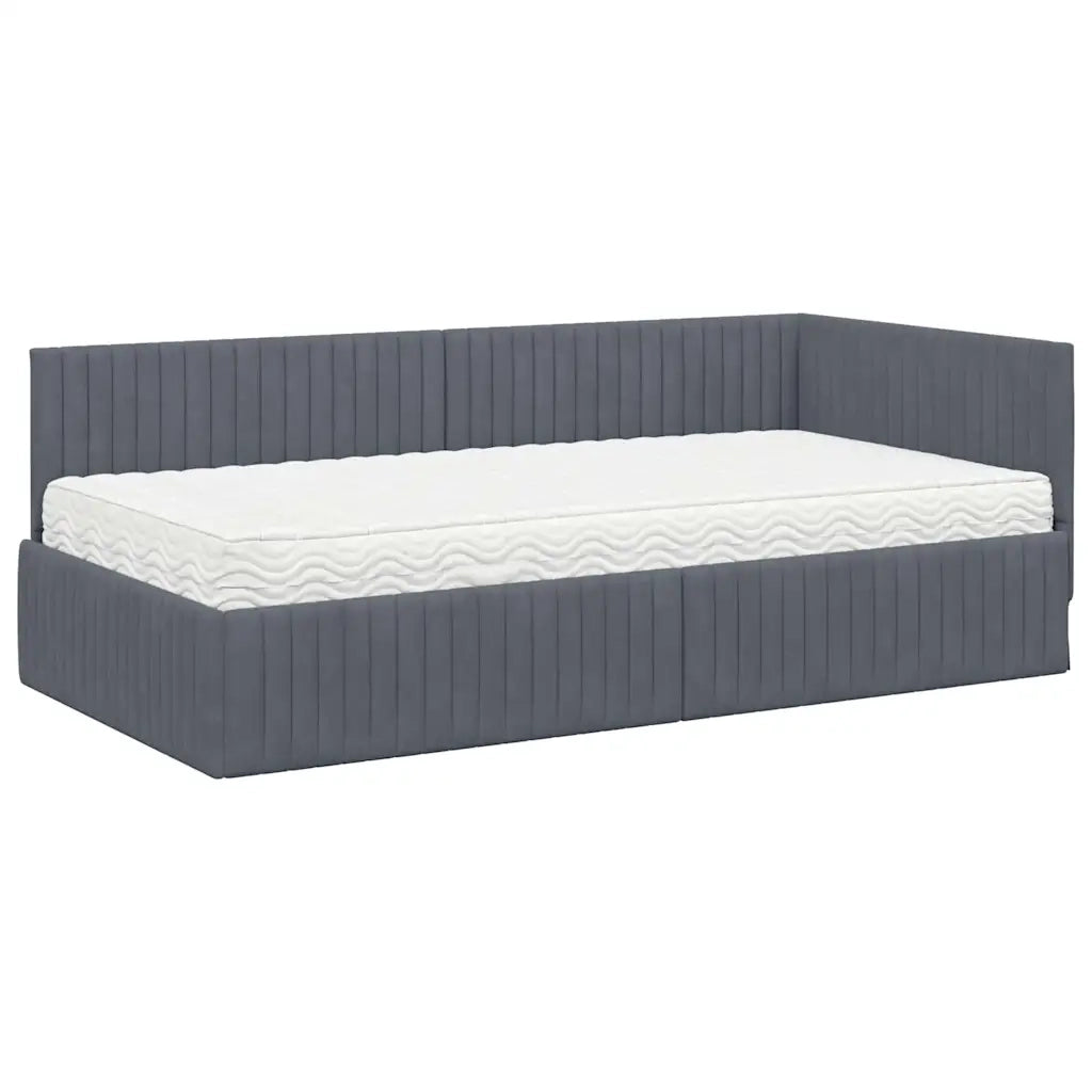 Struttura Letto Angolare con Materasso 2 pcs Grigio Velluto