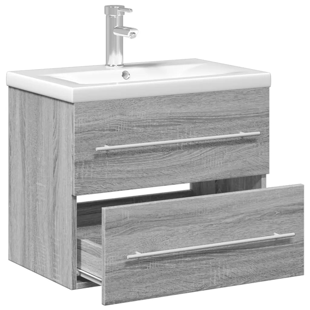 Mobile da Bagno con Lavabo | Armadio Lavabo Integrato Grigio Sonoma