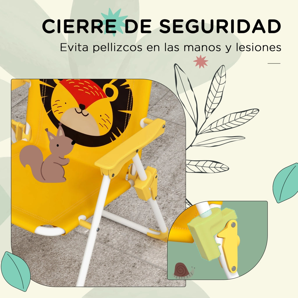 Set tavolo e sedie pieghevoli per bambini ¨C zephmum ¨C giallo, tema leone