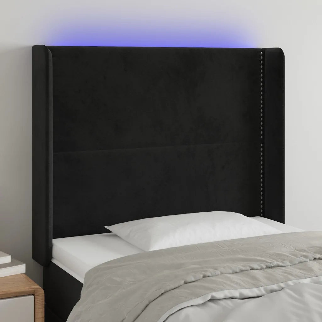 Testiera | Testata a LED Nera 83x16x118/128 cm in Velluto