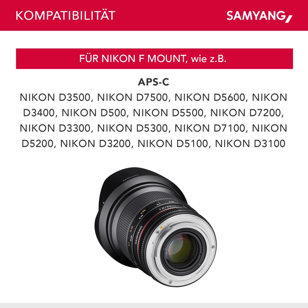 16/2.0 Lens DSLR Nikon F AE obiettivo fotografico con messa a fuoco manuale e anello di apertura automatica, obiettivo grandangolare nero