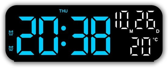Orologio elettronico sveglia multifunzionale con luce LED per la casa - Lampada blu con scatola nera