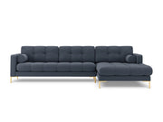 Cosmopolitan Design - Divano angolare destro "Bali" 5 posti in tessuto strutturato blu scuro 