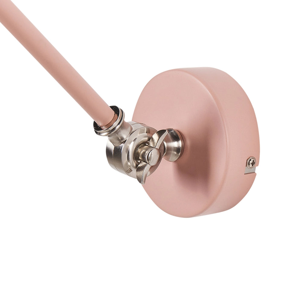 Lampada da parete moderna rosa pastello da lettura a braccio lungo in metallo bianco dal design moderno