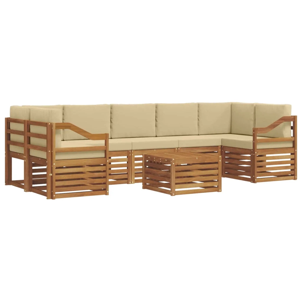 Set di divani da esterno con cuscino 8 pcs Naturale e Beige 3374548