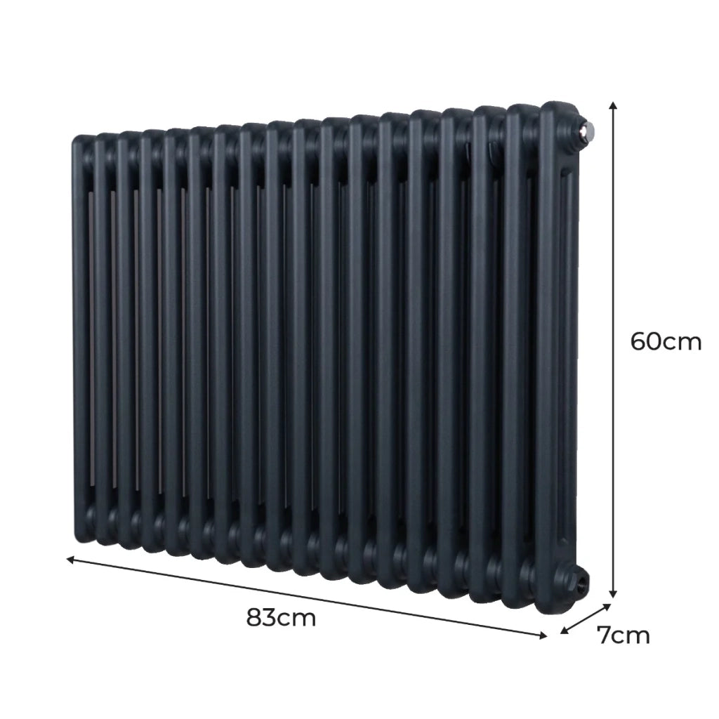 Termosifone Radiatore a 2 colonne per riscaldamento centralizzato orizzontale Grigio Antracite 600 x 832mm