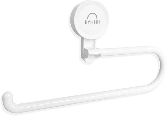 Supporto per rotoli da parete, Supporto per rotoli da parete senza perforazione, Supporto per rotoli da carta da parete con morsa, Sostegno per rotoli senza perforazione, Orizzontale o verticale, per bagno, bagno, toilette, cucina (bianco)