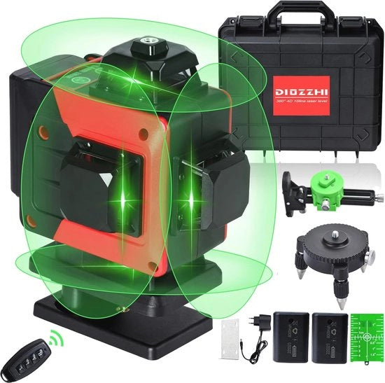 Laser livella con 4D Regolazione Automatica di Livello e Comando a Distanza - 4x360° Linee Laser Verde per Uso Professionale